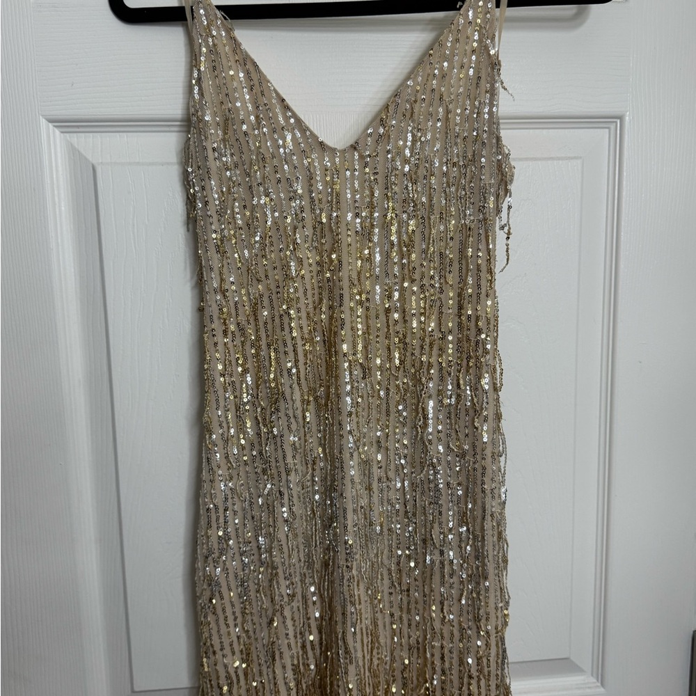 Gold Sequin Maxi Mini Dress